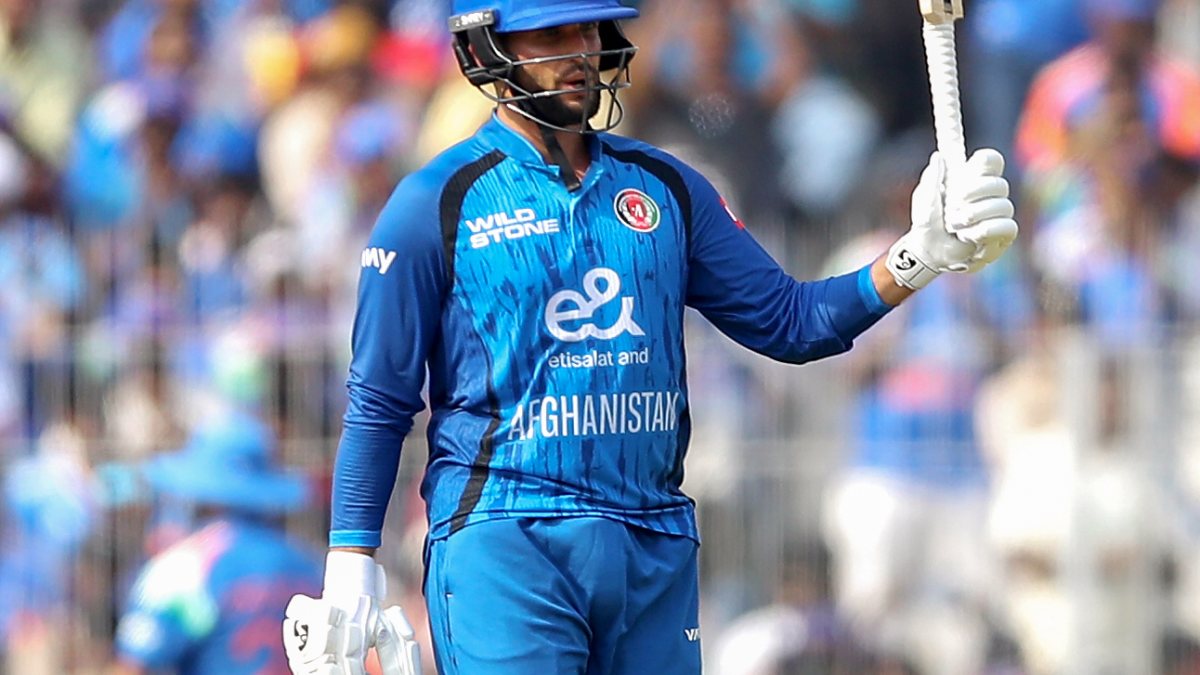Afghanistan's Azmatullah Omarzai celebrates ODI half-century in Chennai