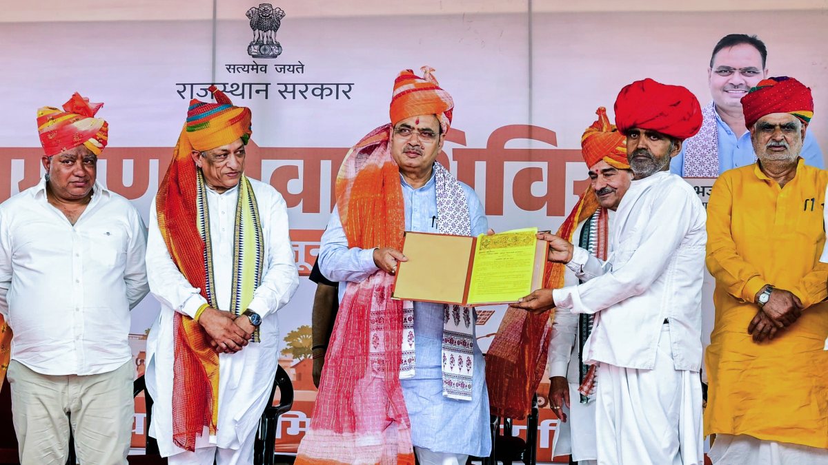 Rajasthan Chief Minister Bhajanlal Sharma during the distribution of approval…