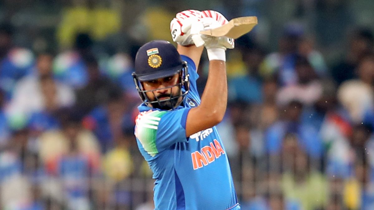 India's Rohit Sharma plays a shot during 3rd One Day International match…