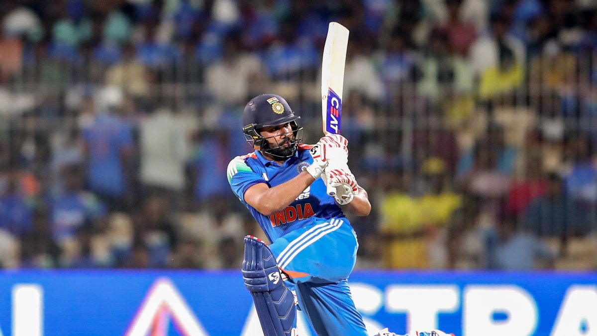 Rohit Sharma plays a shot in third ODI against Afghanistan