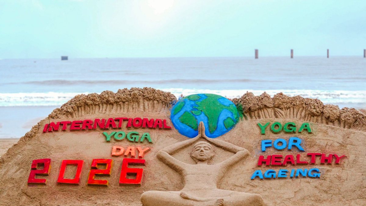 Sand art at Mumbai beach marks International Day of Yoga