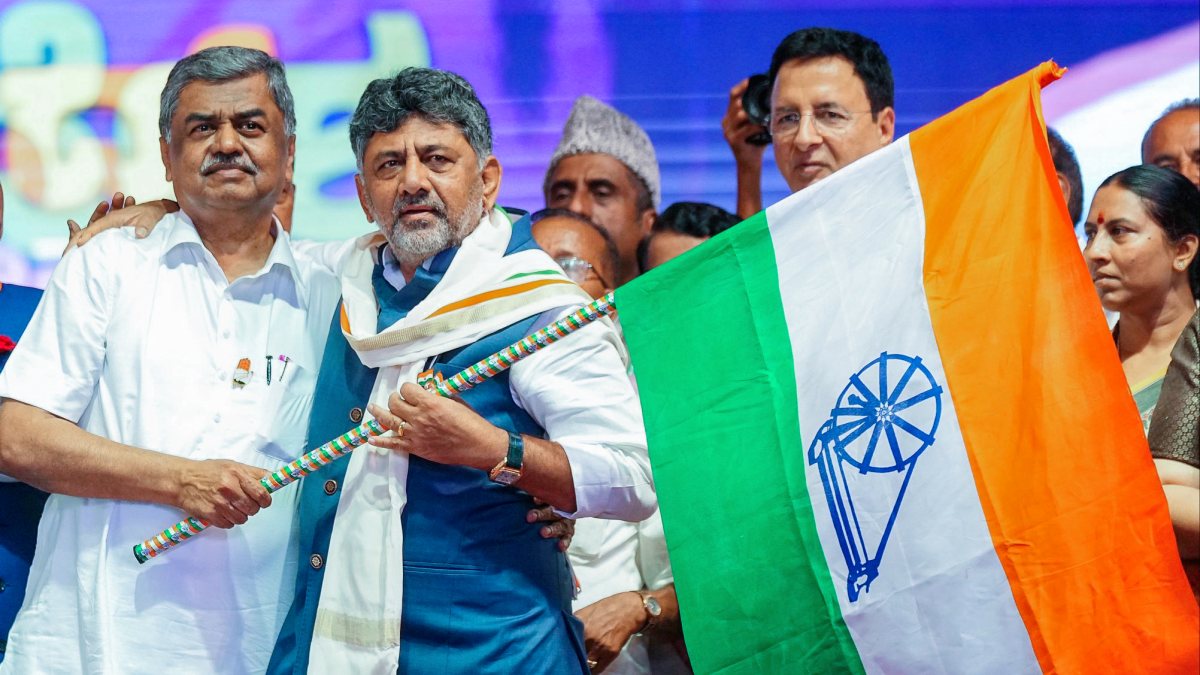 Karnataka CM Shivakumar takes oath with KPCC president