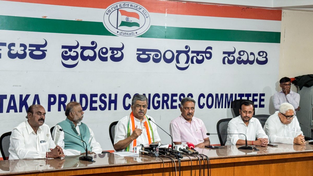 Karnataka Congress chief addresses press conference in Bengaluru