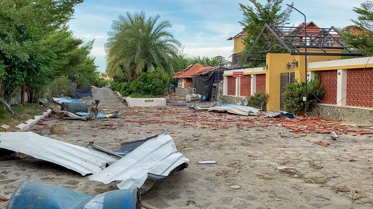 A view of the damage caused by strong cyclonic winds near the Vaagaikulam toll…