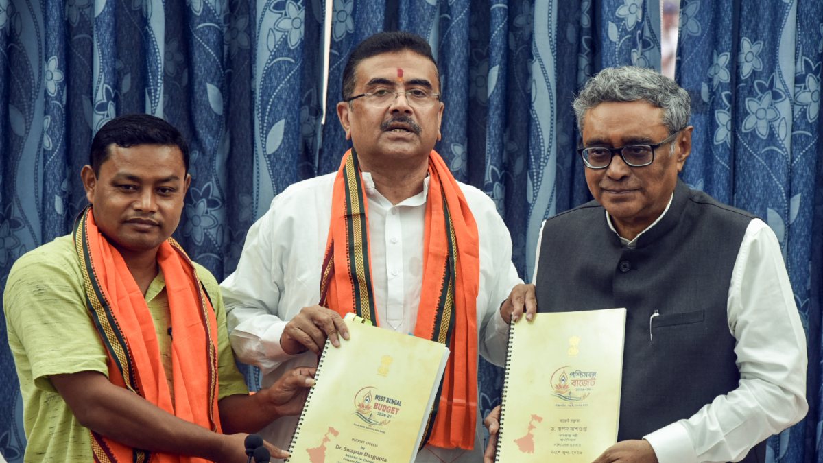 West Bengal CM Suvendu Adhikari presents Budget 2026 with state ministers