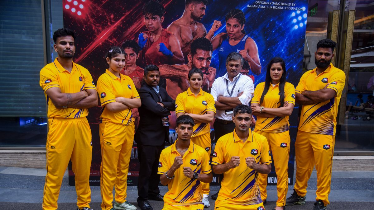 Pro Boxing League team boxers and coaches pose at launch event