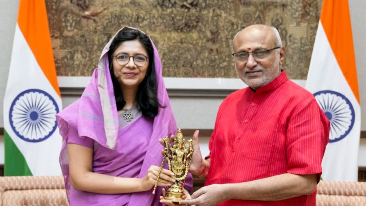 Swati Maliwal meets Vice President Radhakrishnan in Delhi