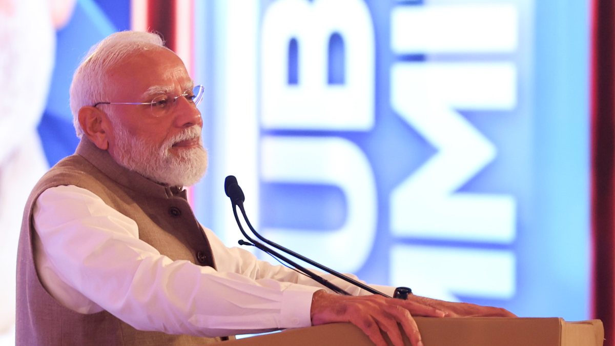 Prime Minister Narendra Modi speaks during Republic Summit 2026 , in New Delhi…