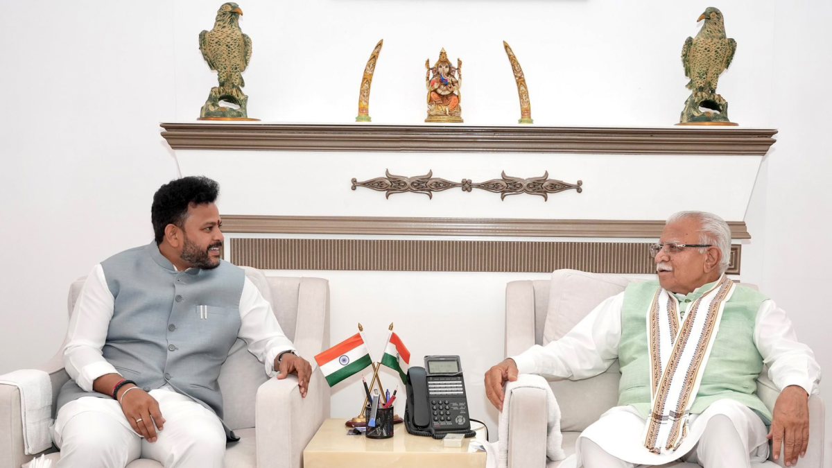 Union Minister Ram Mohan Naidu calls on Union Minister Manohar Lal Khattar, in…
