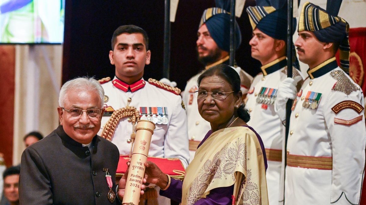 President Droupadi Murmu presents Padma Shri to Brij Lal Bhatt at Civil…