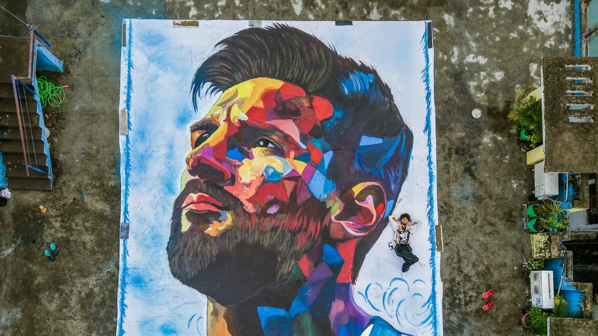 30-foot Lionel Messi portrait created in Kolkata for World Cup 2026