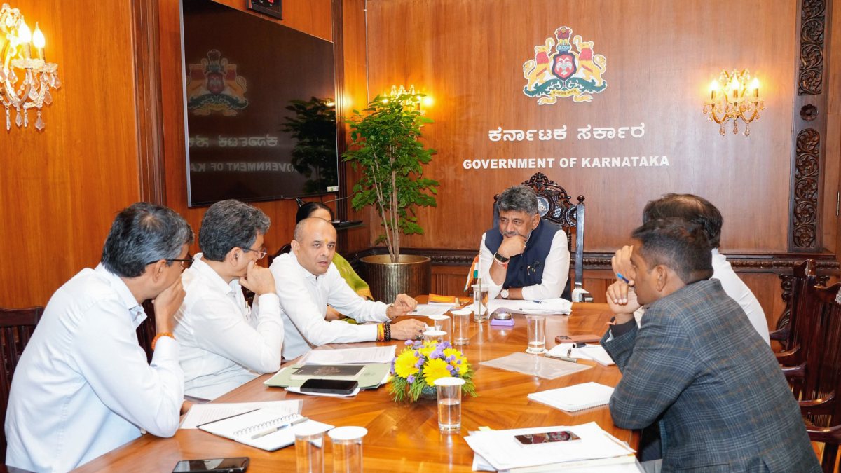 Karnataka CM Shivakumar meets finance officials at Vidhana Soudha