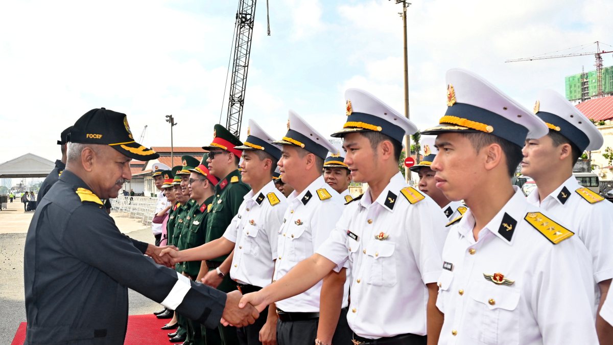 Rear Admiral Alok Ananda interacts with personnel of the Vietnam People's Navy…