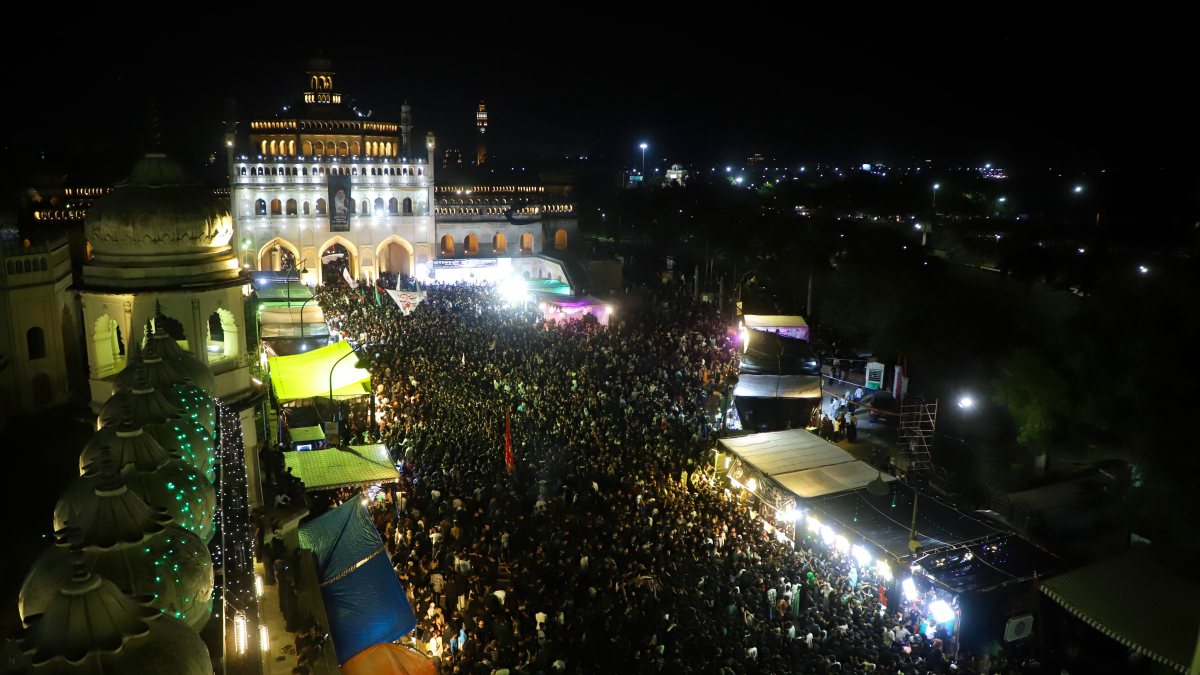Shia Muslims take part in Alam-e-Fateh-e-Furat procession in Lucknow