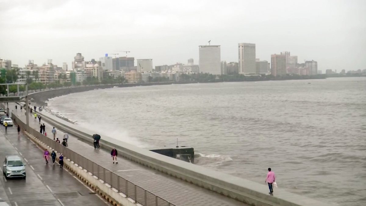 Mumbai's Marine drive seen as rain lashes city