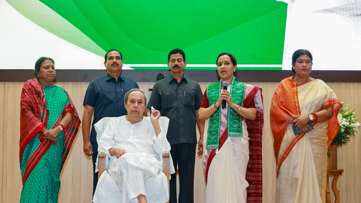 Former IAS officer Sujata Rout Karthikeyan addresses as she joins Biju Janata…