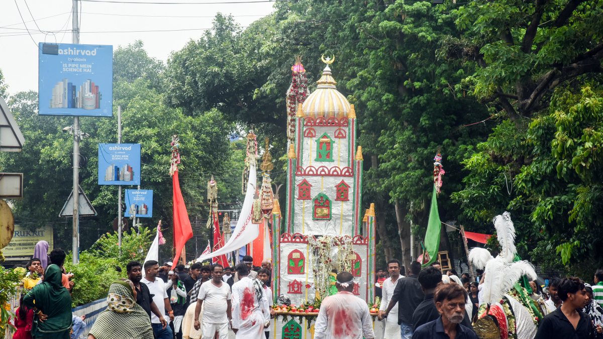 Muslim devotees take out Chup Tazia procession in Kolkata