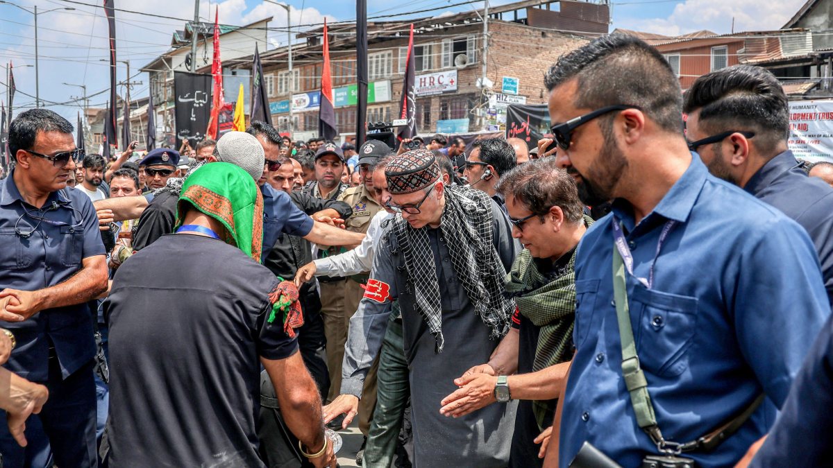 Omar Abdullah visits Zadibal on Ashoora in Srinagar