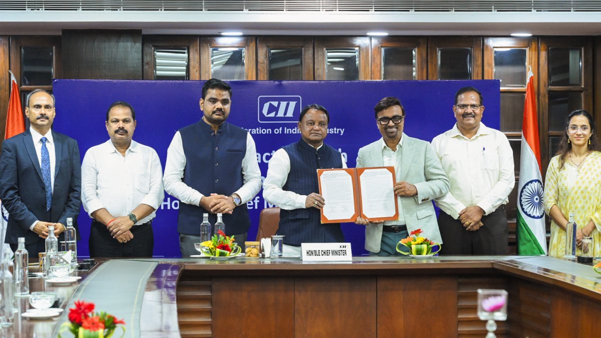 Odisha Chief Minister Mohan Charan Majhi, during the MoU signing ceremony at…