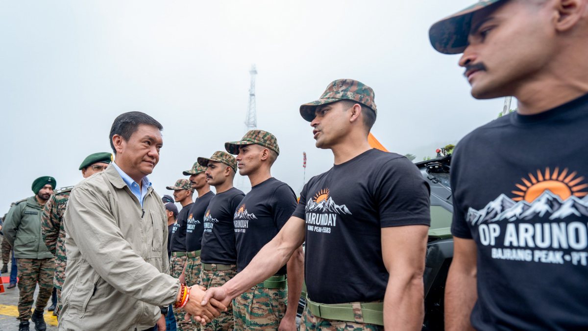Arunachal Pradesh Chief Minister Pema Khandu and a civil-military official…