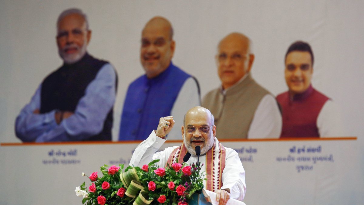 Union Home Minister Amit Shah speaks during the inauguration of "Bharat Taxi"…