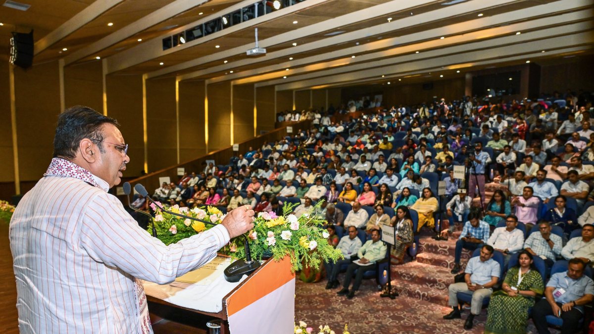 Rajasthan Chief Minister Bhajnalal Sharma speaks during an international…