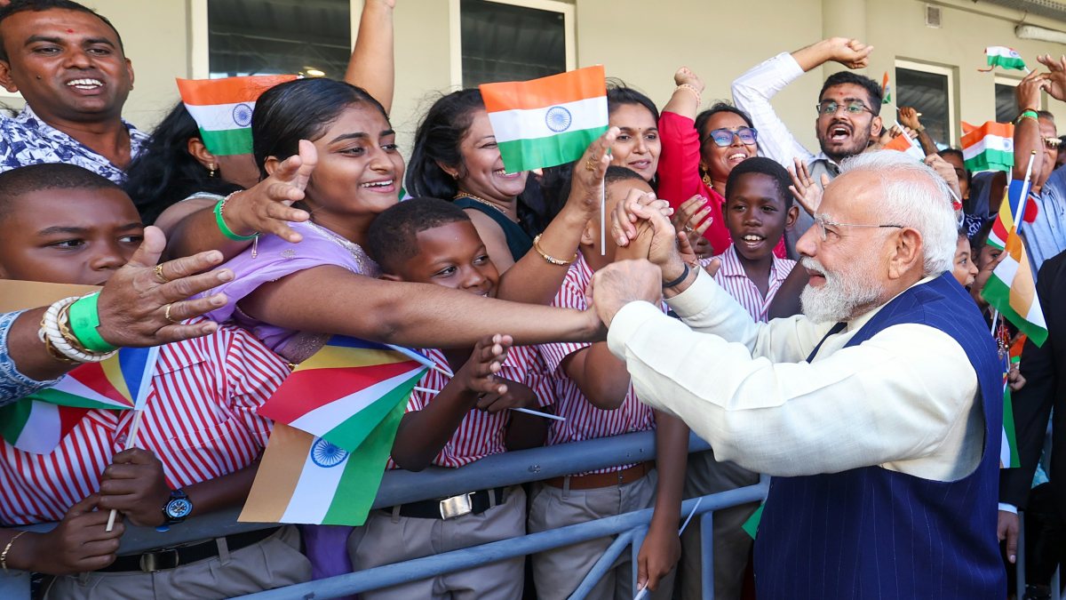 Prime Minister Narendra Modi receives a warm welcome from children and the…