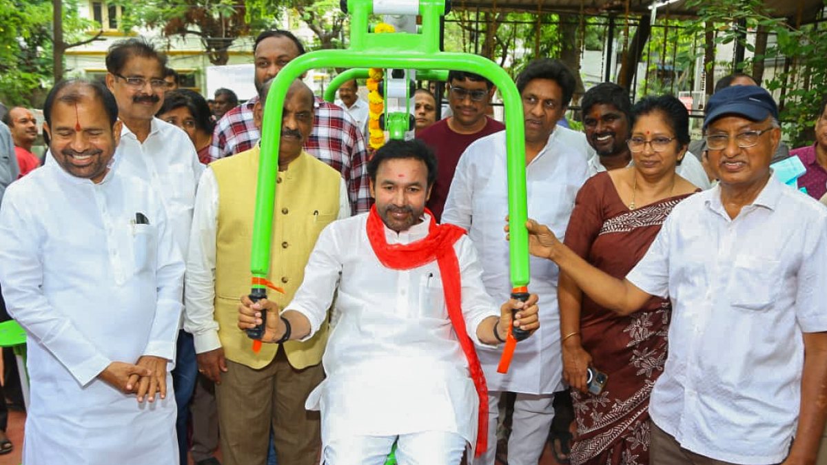 Union minister G Kishan Reddy inaugurates open gym in Hyderabad