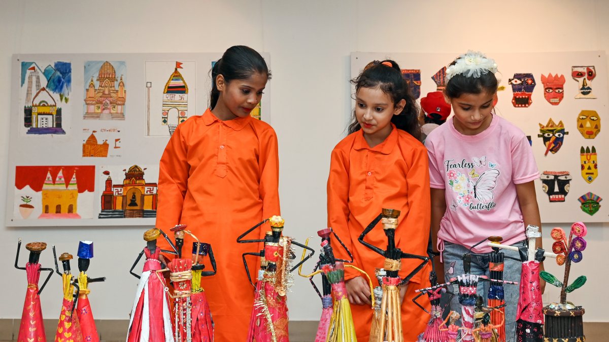 Children explore toys at Natkhat Utsav 2026, organised by the Sahitya Kala…