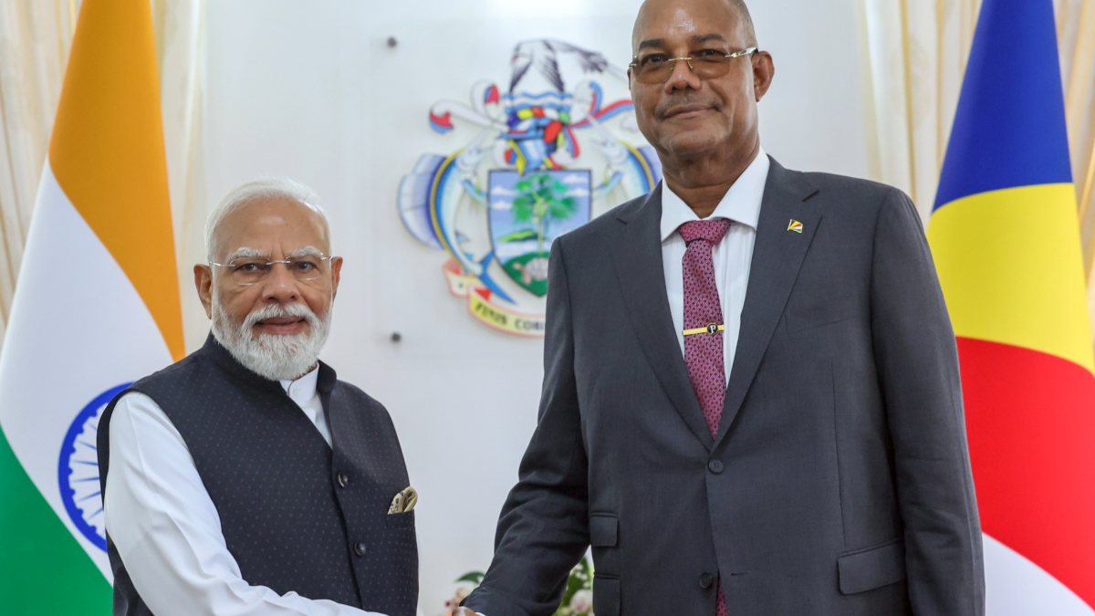 Prime Minister Narendra Modi meets Seychelles President Patrick Herminie, in…