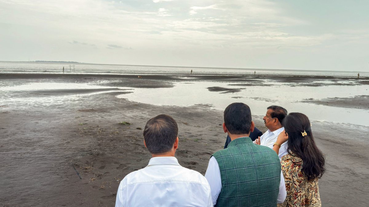 Maharashtra CM Fadnavis inspects site of first offshore airport