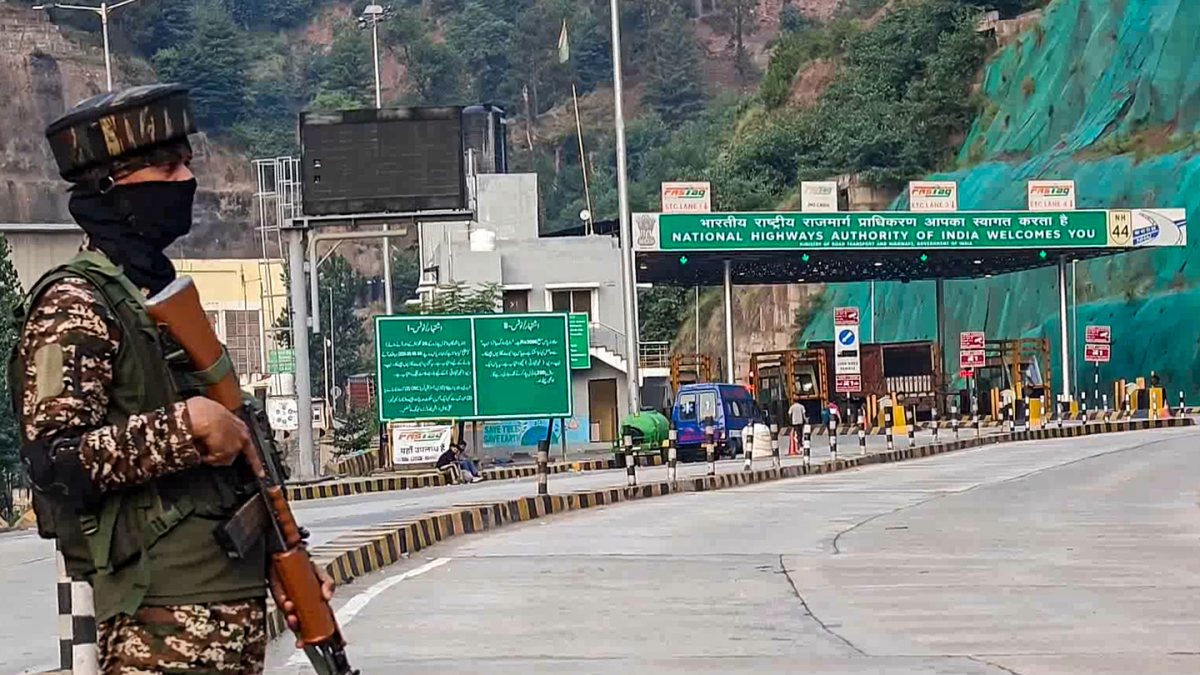 CRPF official guards Jammu-Srinagar Highway ahead of Amarnath Yatra