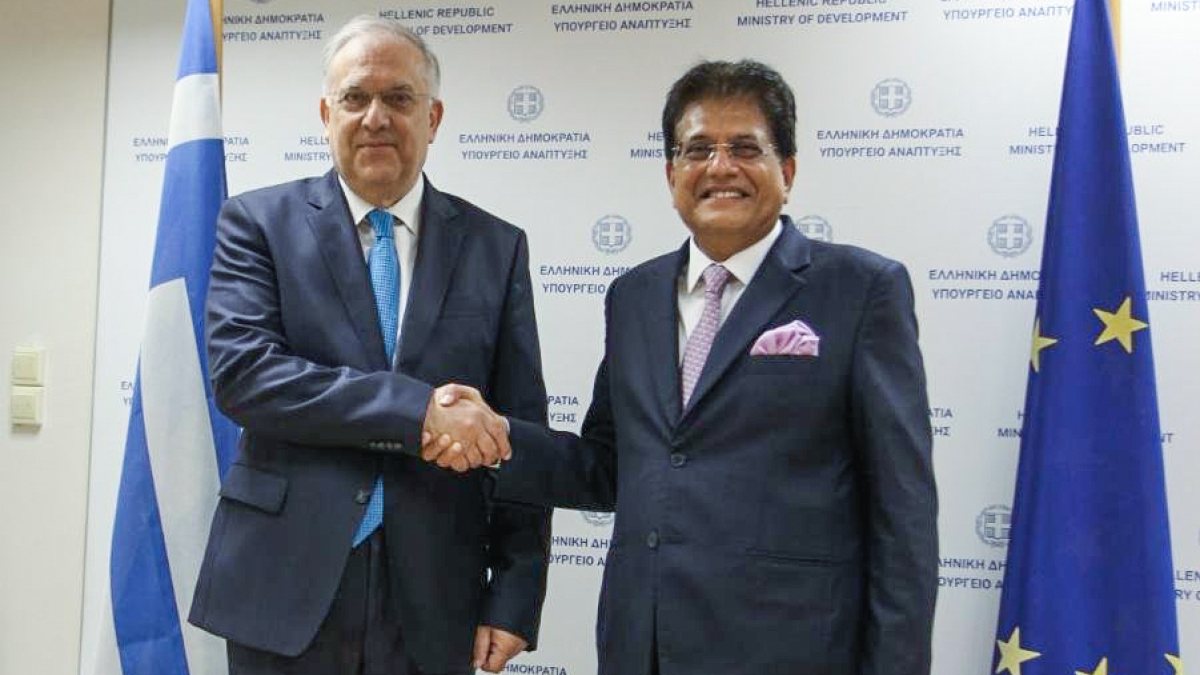 India, Greece ministers exchange handshake in Athens