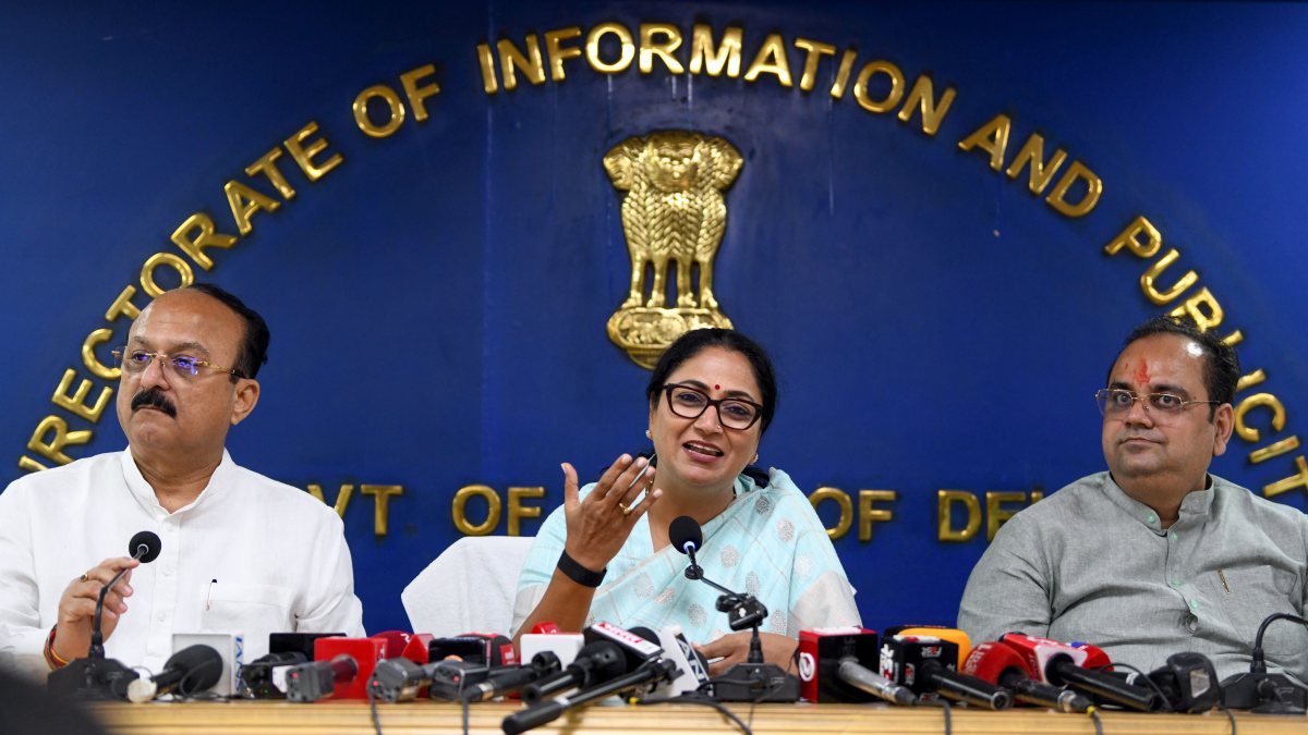 Delhi CM Rekha Gupta unveils new EV policy at press conference