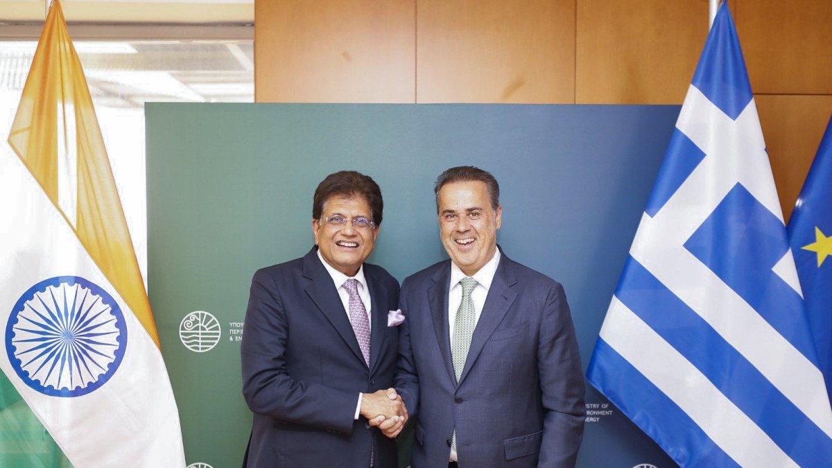 Union Commerce and Industry Minister Piyush Goyal and Greece's Minister for the…