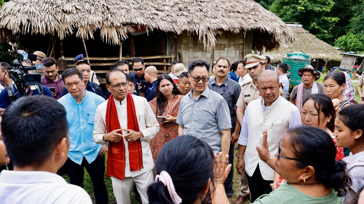 Union Ministers Shivraj Singh Chouhan and Kiren Rijiju interact with the locals…