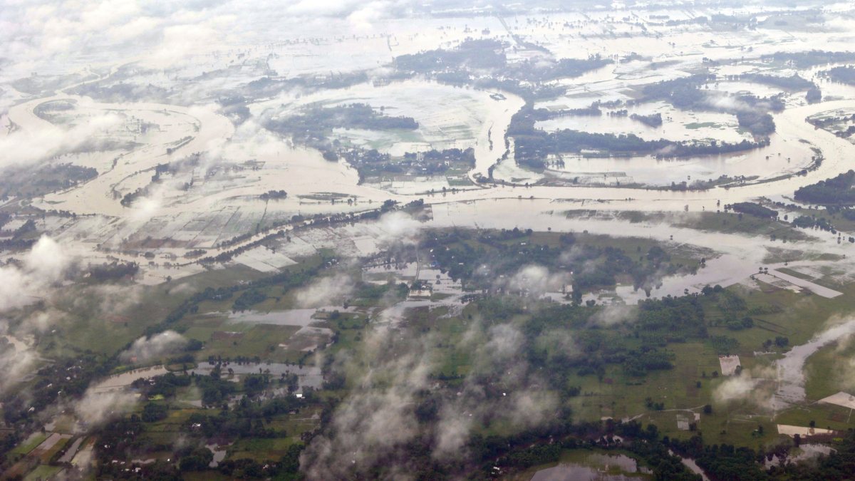 Aerial view of flood-ravaged Arunachal Pradesh and Assam