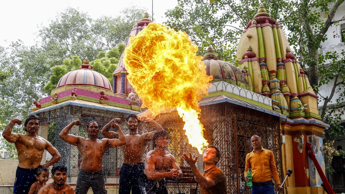 Man performs fire stunt ahead of Rath Yatra in Ahmedabad