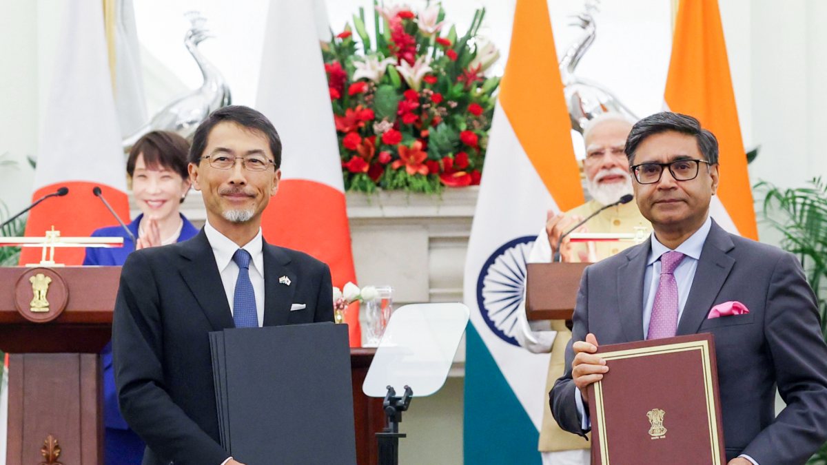 Prime Minister Narendra Modi and Japan's Prime Minister Sanae Takaichi witness…