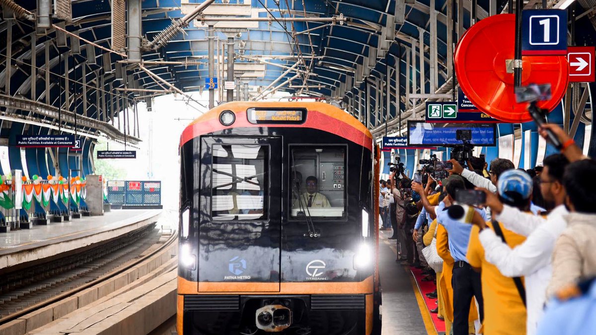 A view of the metro train arriving at the newly constructed Malahi Pakri metro…