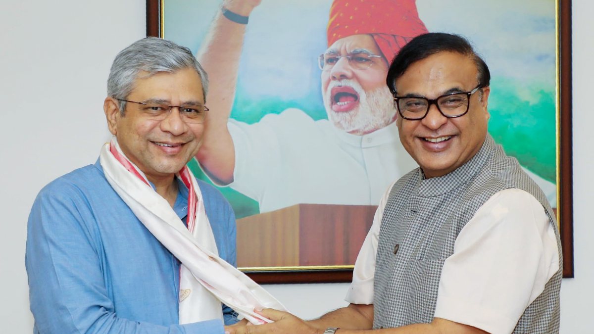 Union minister Ashwini Vaishnaw meets Assam CM Himanta Biswa Sarma in Delhi