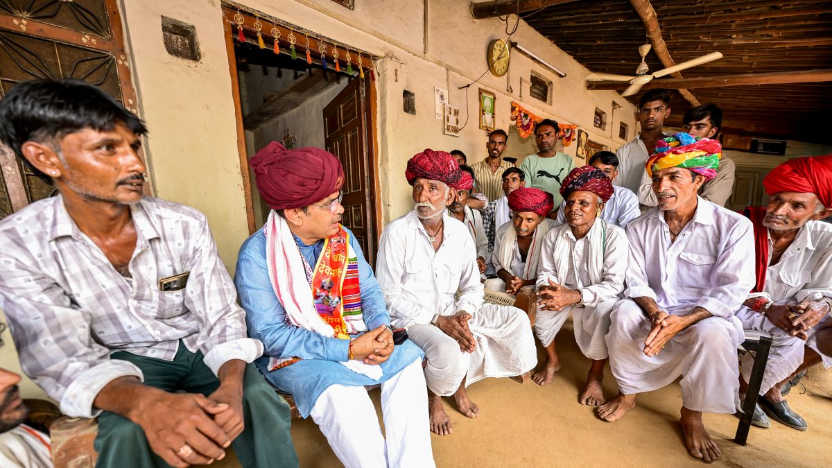 Rajasthan CM Bhajanlal Sharma meets villagers over tea in Devmali
