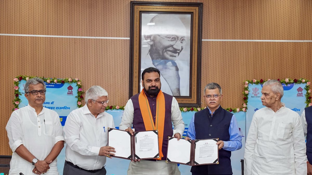 Bihar Chief Minister Samrat Choudhary during the signing of an MoU between the…