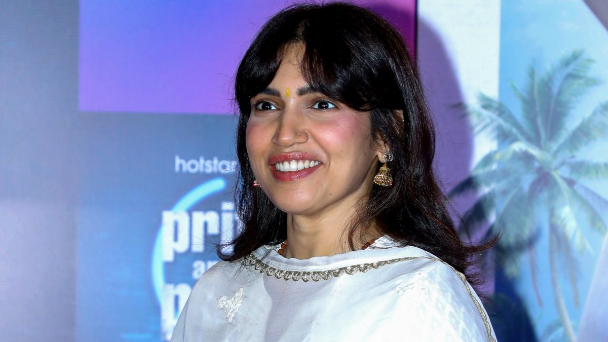 Actress Bhumi Pednekar poses for a photo at the screening of the web series…