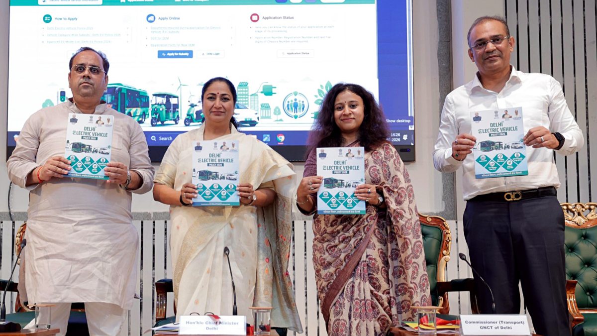 Delhi CM Rekha Gupta unveils EV policy booklet