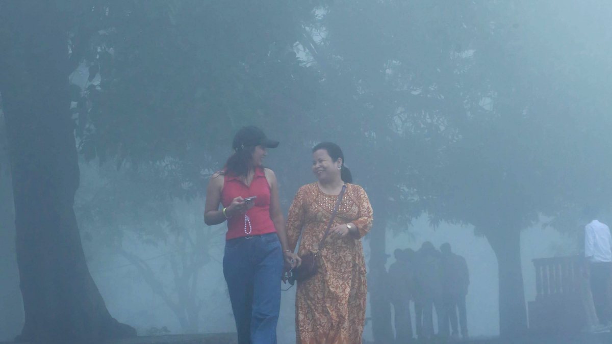 People enjoy light rain showers at Tamia in Chhindwara