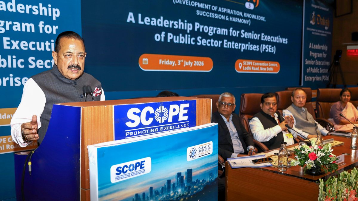 Union MoS (I/C) Jitendra Singh addresses the gathering during the launch of 3rd…