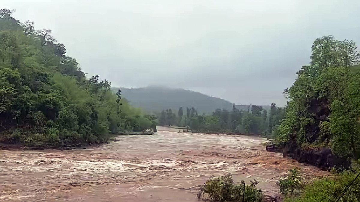 Water level of Gira Waterfalls in Waghai rises due to heavy rainfall in the…