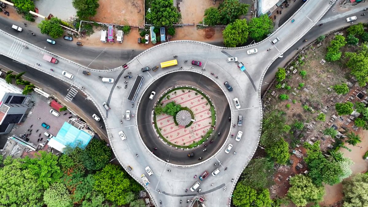 Drone visual shows Trichy Junction with new railway overbridge