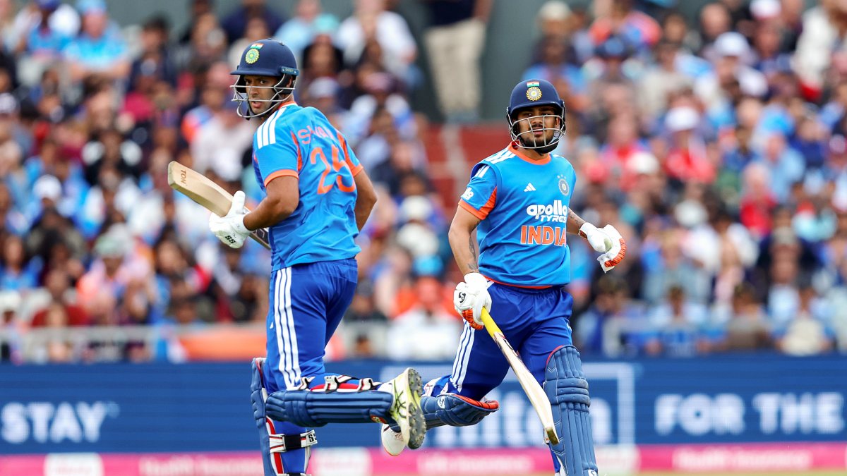 India's Ishan Kishan and Shivam Dube run between the wickets during the 2nd…